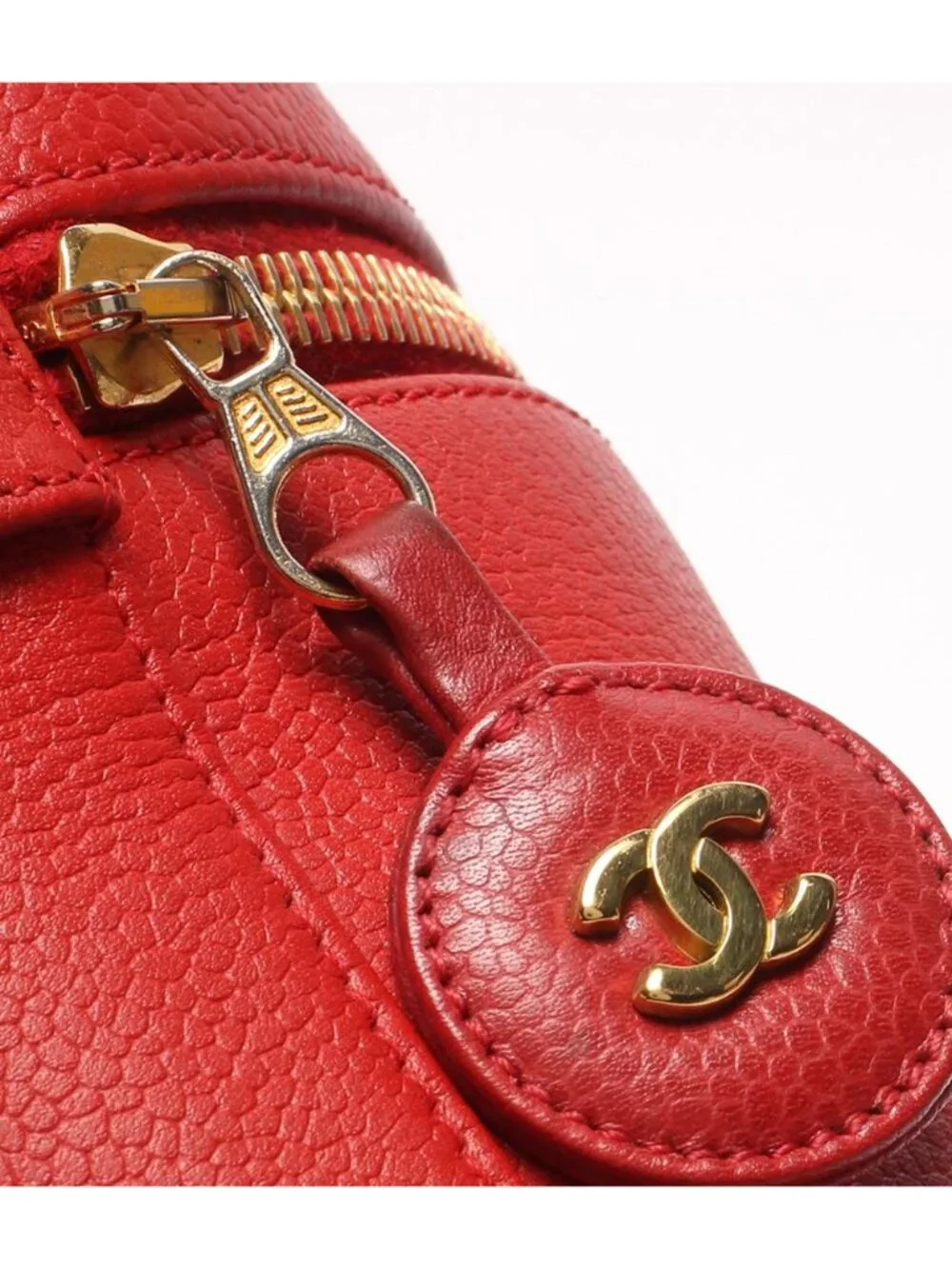 Chanel Vanity Pouch Gold Caviar Leather